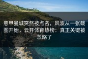 意甲曼城突然被点名，风波从一张截图开始，云开体育热榜：真正关键被忽略了