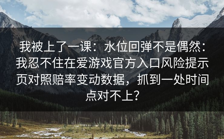 我被上了一课：水位回弹不是偶然：我忍不住在爱游戏官方入口风险提示页对照赔率变动数据，抓到一处时间点对不上？