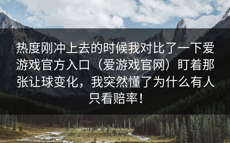 热度刚冲上去的时候我对比了一下爱游戏官方入口（爱游戏官网）盯着那张让球变化，我突然懂了为什么有人只看赔率！