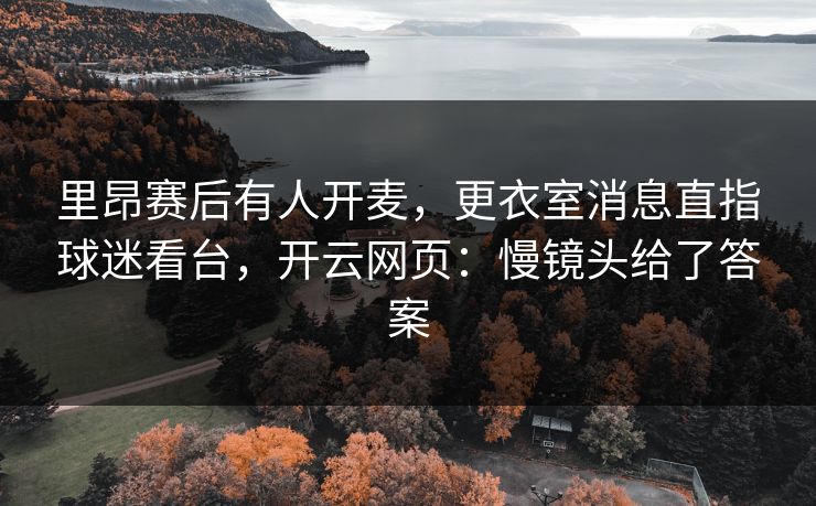 里昂赛后有人开麦，更衣室消息直指球迷看台，开云网页：慢镜头给了答案